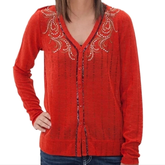 Miss Me Pieced Embellished Cardigan Sz Medium - Picture 2 of 11